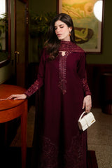 ZAIB-3PC KARANDI EMBROIDERED SHIRT WITH KARANDI EMBROIDERED SHAWL AND TROUSER-ADR-5316