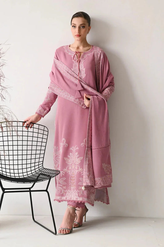 BATIK-3PC DHANAK EMBROIDERED SHIRT WITH DHANAK EMBROIDERED SHAWL AND TROUSER-ADR-4189
