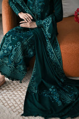 ZAIB-3PC KARANDI EMBROIDERED SHIRT WITH KARANDI EMBROIDERED SHAWL AND TROUSER -ADR-5304