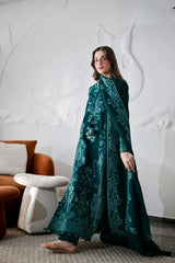 ZAIB-3PC KARANDI EMBROIDERED SHIRT WITH KARANDI EMBROIDERED SHAWL AND TROUSER -ADR-5304