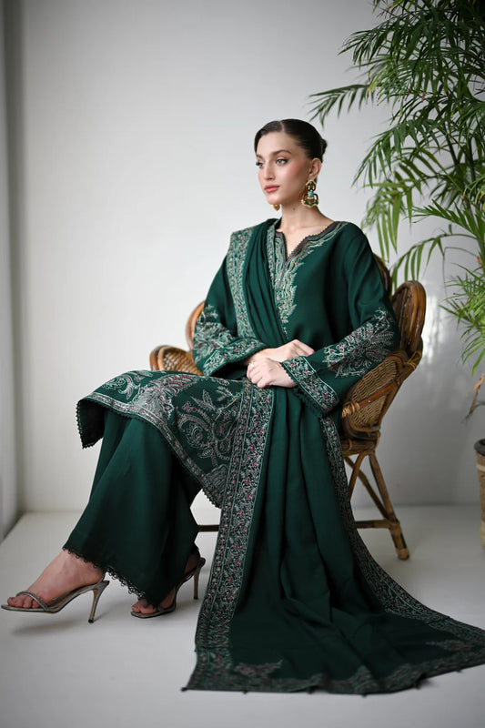 BATIK-3PC DHANAK EMBROIDERED SHIRT WITH DHANAK EMBROIDERED SHAWL & TROUSER-ADR-4190