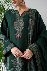 BATIK-3PC DHANAK EMBROIDERED SHIRT WITH DHANAK EMB SHAWL AND TROUSER-ADR-4190