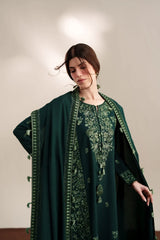 ZAIB-3PC KARANDI EMBROIDERED SHIRT WITH KARANDI EMBROIDERED SHAWL AND TROUSER-ADR-5315