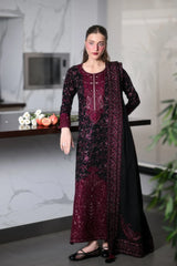 ZAIB-3PC KARANDI EMBROIDERED SHIRT WITH KARANDI EMBROIDERED SHAWL AND TROUSER -ADR-5297