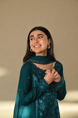 ZAIB-3PC LAWN EMBROIDERED SHIRT WITH CHIFFON EMB DUPATTA AND TROUSER-ADR-4512
