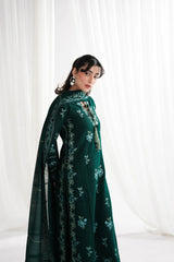 GARNET-3PC DHANAK EMBROIDERED SHIRT WITH DHANAK EMB SHAWL AND TROUSER-ADR-4318