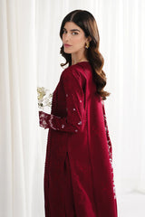 GARNET-3PC DHANAK EMBROIDERED SHIRT WITH DHANAK EMB SHAWL AND TROUSER-ADR-4312