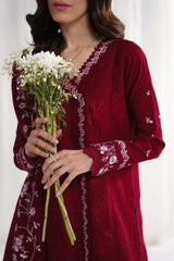 GARNET-3PC DHANAK EMBROIDERED SHIRT WITH DHANAK EMB SHAWL AND TROUSER-ADR-4312