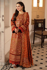 ASIM JOFA-3PC KARANDI SEQUIN EMBROIDERED SHIRT WITH KARANDI EMBROIDERED SHAWL AND TROUSER -ADR-4330