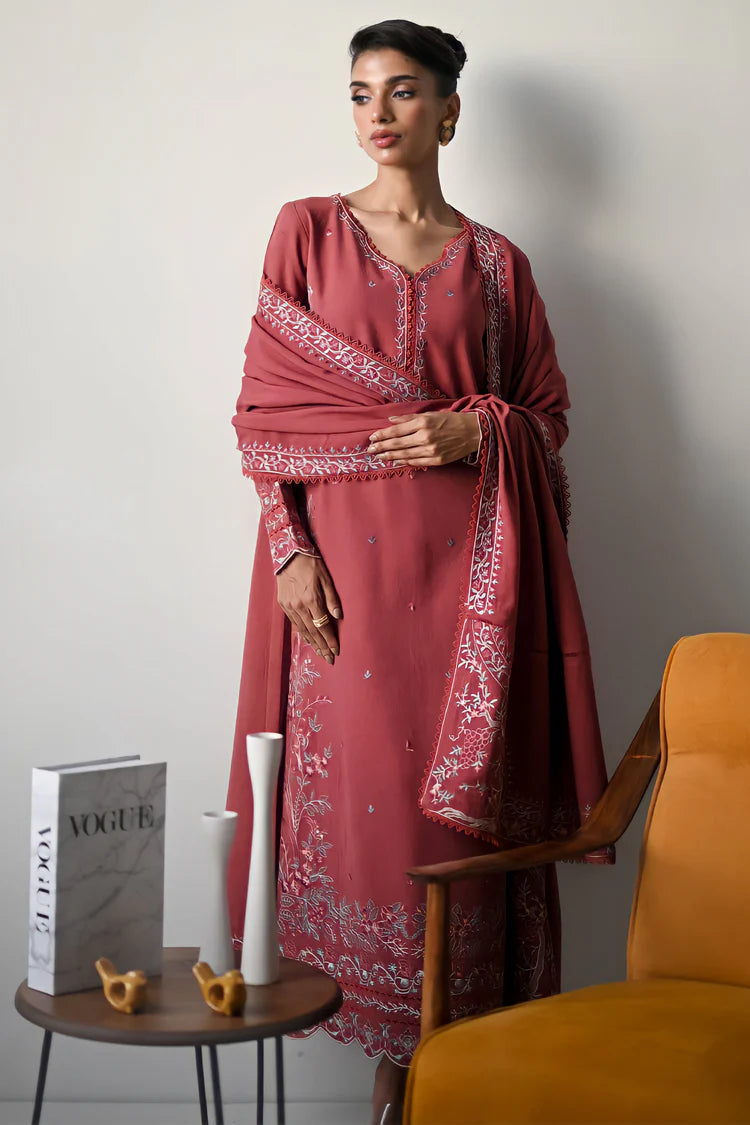 BATIK-3PC DHANAK EMBROIDERED SHIRT WITH DHANAK EMBROIDERED SHAWL AND TROUSER-ADR-4321