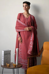 BATIK-3PC DHANAK EMBROIDERED SHIRT WITH DHANAK EMBROIDERED SHAWL AND TROUSER-ADR-4321