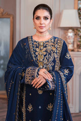 ASIM JOFA-3PC VELVET EMBROIDERED SHIRT WITH CHIFFON EMBROIDERED DUPATTA & TROUSER-ADR-4311