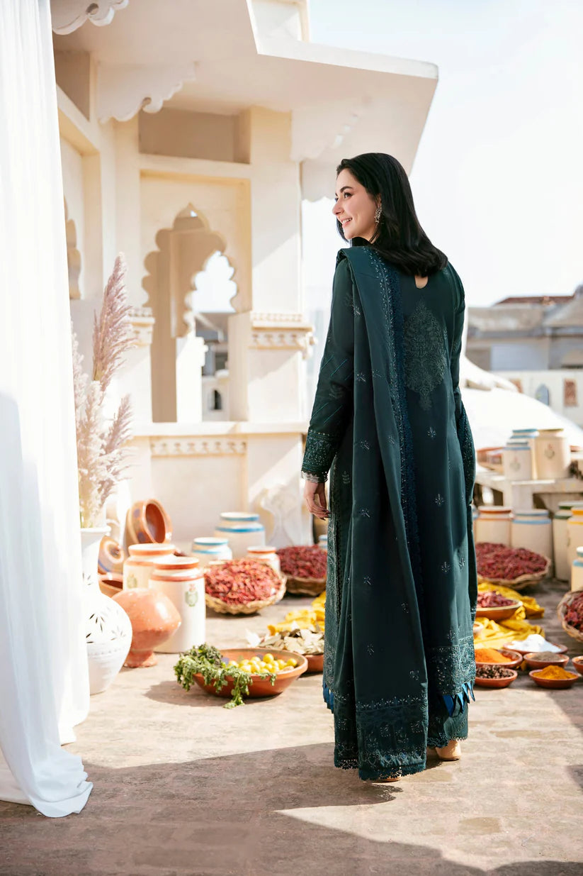 FLORENT-3PC DHANAK EMBROIDERED SHIRT WITH DHANAK EMBROIDERED SHAWL & TROUSER-ADR-4160