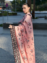 ADORE-3PC KARANDI PRINTED EMBROIDERED SHIRT WITH KARANDI PRINTED EMB SHAWL & PRINTED TROUSER-ADR-