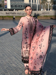 ADORE-3PC KARANDI PRINTED EMBROIDERED SHIRT WITH KARANDI PRINTED EMB SHAWL & PRINTED TROUSER-ADR-