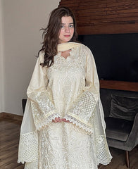 IZNIK-3PC LAWN HEAVY EMBROIDERED SHIRT WITH ORGANZA EMBROIDERED DUPATTA AND TROUSER-ADR-4799