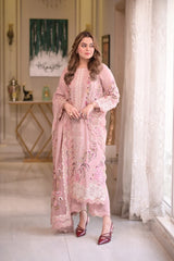 ANNELA`S-3PC LAWN CHIKAN EMBROIDERED SHIRT WITH LAWN EMBROIDERED DUPATTA & EMB TROUSER-ADR-4667