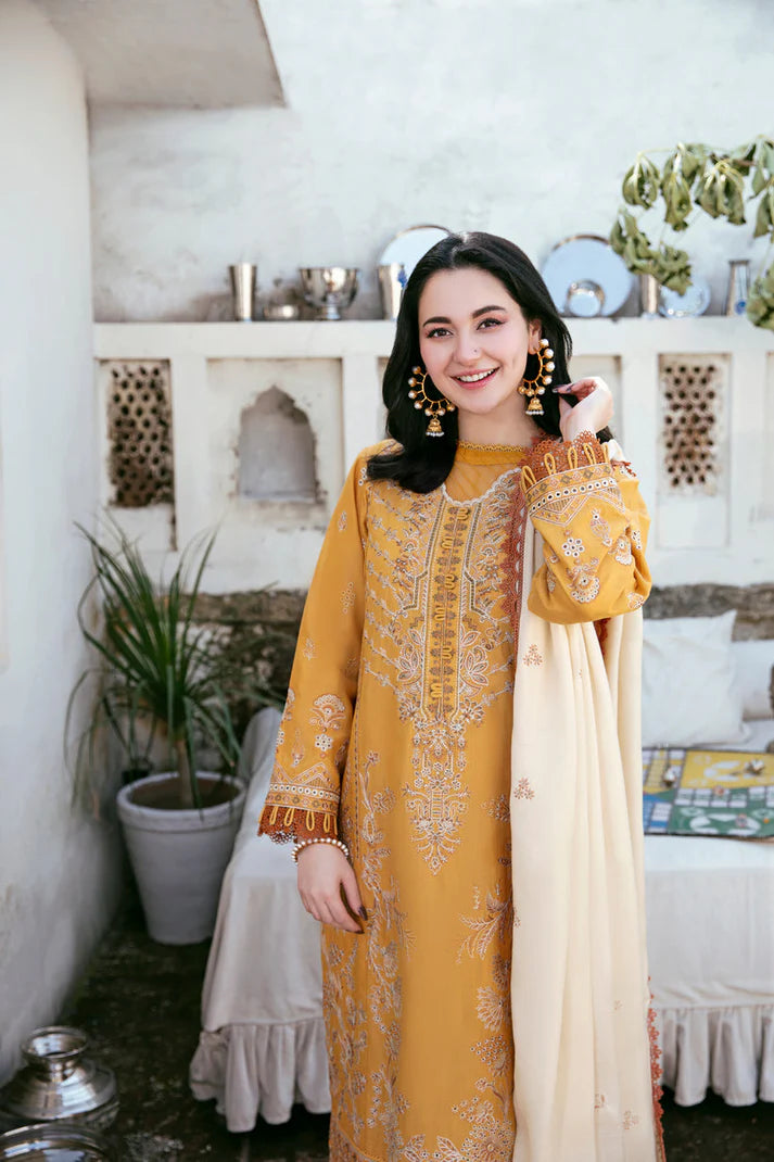 FLORENT-3PC DHANAK EMBROIDERED SHIRT WITH DHANAK EMBROIDERED SHAWL AND TROUSER ADR-4150