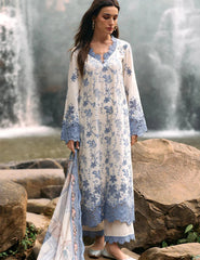IMAGE-3PC DHANAK EMBROIDERED SHIRT WITH COURTAI PRINTED SHAWL & TROUSER-ADR-4099