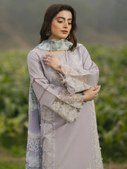 IZEL-3PC LAWN EMBROIDERED SHIRT WITH CHIFFON PRINTED DUPATTA AND TROUSER-ADR-4562