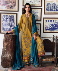 REPUBLIC WOMENSWEAR-3PC DHANAK EMBROIDERED SHIRT WITH DHANAK EMBROIDERED SHAWL AND TROUSER-ADR-5238
