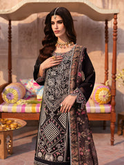 MAHNUR-3PC LAWN LASER WORK EMBROIDERED SHIRT WITH CHIFFON PRINTED EMBROIDERED DUPATTA AND TROUSER-ADR-4772