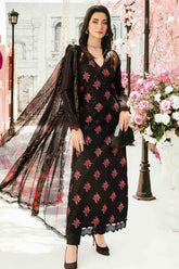 MARIA B-3PC LAWN EMBROIDERED SHIRT WITH MONARK PRINT DUPATTA & TROUSER-ADR-3775