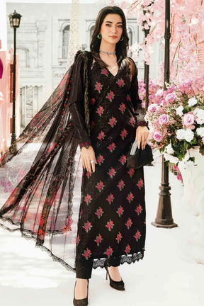 MARIA B-3PC LAWN EMBROIDERED SHIRT WITH MONARK PRINT DUPATTA & TROUSER-ADR-3775