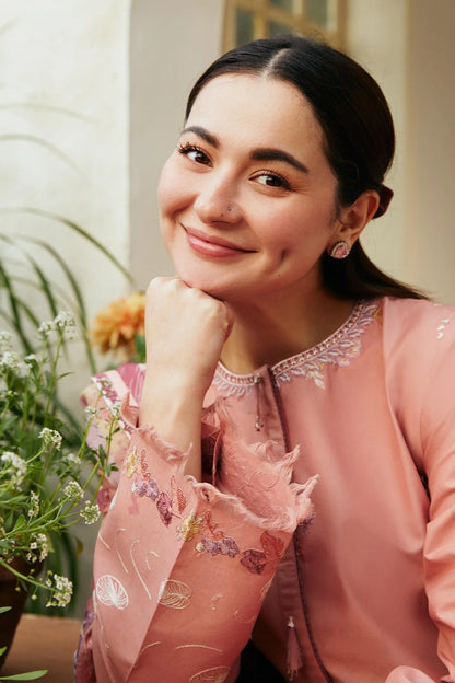 ZARA SHAH JAHAN- 3PC DHANAK EMBROIDERED SHIRT WITH COUTRAI PRINTED SHAWL & EMB TROUSER-ADR-4106