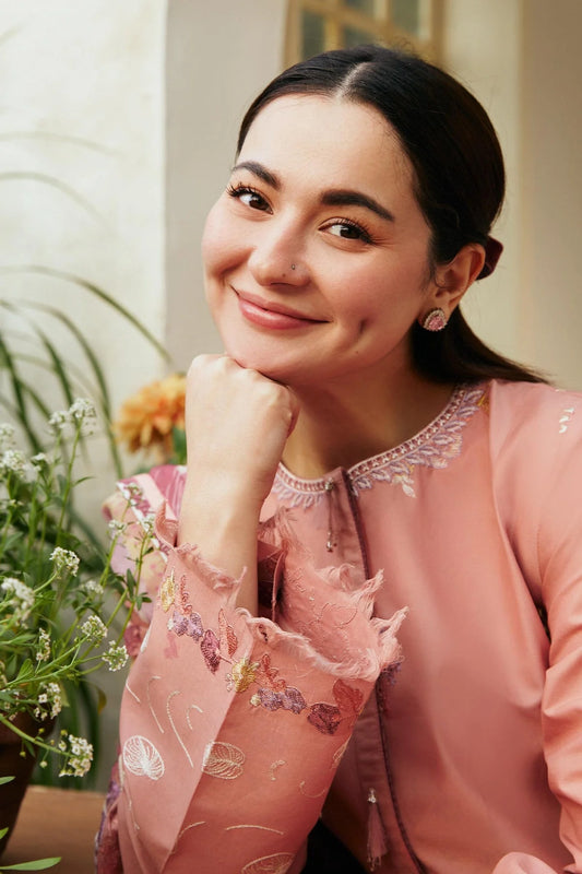 ZARA SHAH JAHAN- 3PC DHANAK EMBROIDERED SHIRT WITH COUTRAI PRINTED SHAWL & EMB TROUSER-ADR-4106