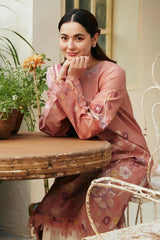 ZARASHAHJAHAN- 3PC DHANAK EMBROIDERED SHIRT WITH WOOL PRINTED SHAWL & EMB TROUSER-ADR-5066