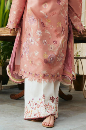 ZAHRA SHAHJAHAN- 3PC LAWN EMBROIDERED SHIRT WITH BAMBER DIAMOND PRINT DUPATTA-ADR-2739