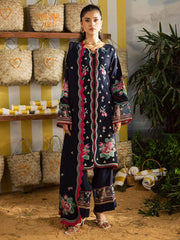 MAHNUR-3PC DHANAK EMBROIDERED SHIRT WITH DHANAK EMBROIDERED SHAWL AND EMB TROUSER-ADR-5231