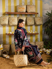 MAHNUR-3PC DHANAK EMBROIDERED SHIRT WITH DHANAK EMBROIDERED SHAWL AND EMB TROUSER-ADR-5231