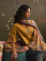 ETHNC-3PC DHANAK EMBROIDERED SHIRT WITH COUTRAI PRINTED SHAWL TYE&DYE DUPATTA SHAWL AND TROUSER-ADR-5230
