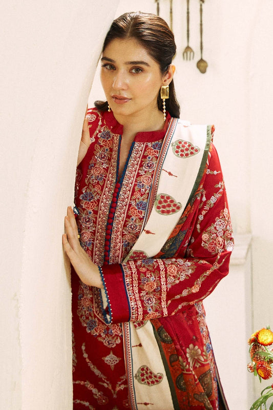 ZARASHAHJAHAN-3PC LAWN EMBROIDERED SHIRT WITH MONARK PRINT DUPATTA AND EMB TROUSER-ADR 3521