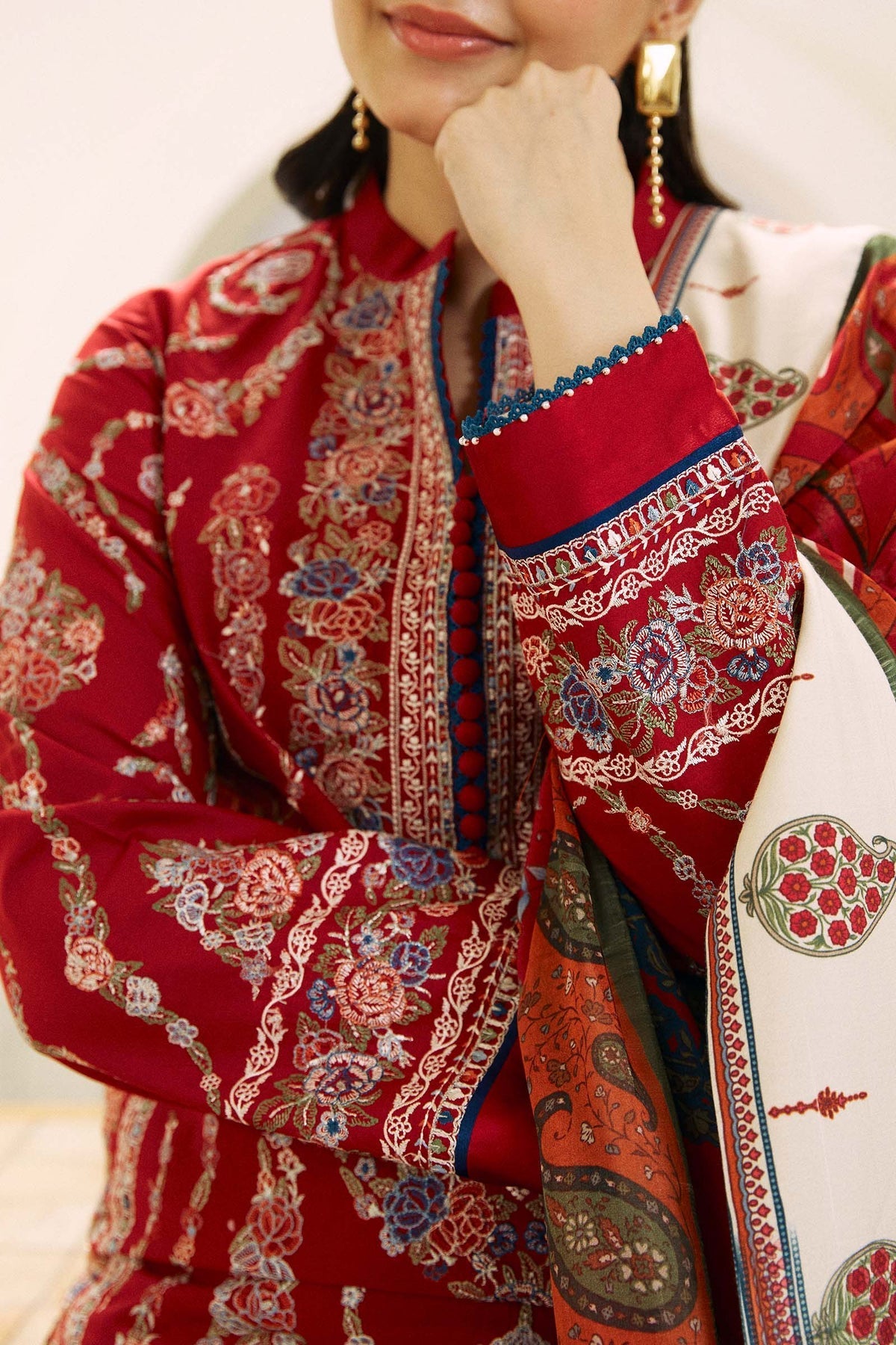 ZARASHAHJAHAN-3PC LAWN EMBROIDERED SHIRT WITH MONARK PRINT DUPATTA AND EMB TROUSER-ADR 3521