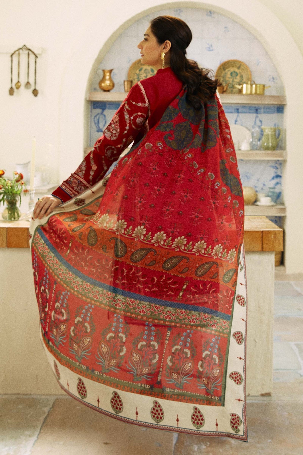 ZARASHAHJAHAN-3PC LAWN EMBROIDERED SHIRT WITH MONARK PRINT DUPATTA AND EMB TROUSER-ADR 3521