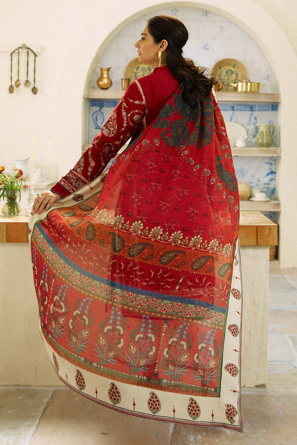 ZARASHAHJAHAN-3PC LAWN EMBROIDERED SHIRT WITH MONARK PRINT DUPATTA AND EMB TROUSER-ADR 3521