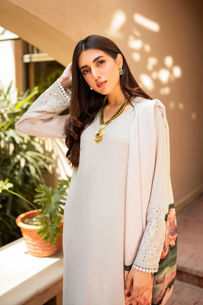 NATASHA KAMAL -3PC DHANAK EMBROIDERED WITH COUTURE PRINTED SHAWL-ADR-3186