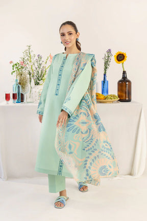 HANA- 3PC DHANAK EMBROIDERED SHIRT WITH WOOL PRINT SHAWL AND TROUSER-ADR-3158