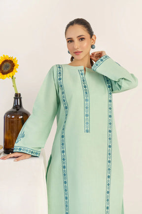 HANA- 3PC DHANAK EMBROIDERED SHIRT WITH WOOL PRINT SHAWL AND TROUSER-ADR-3158