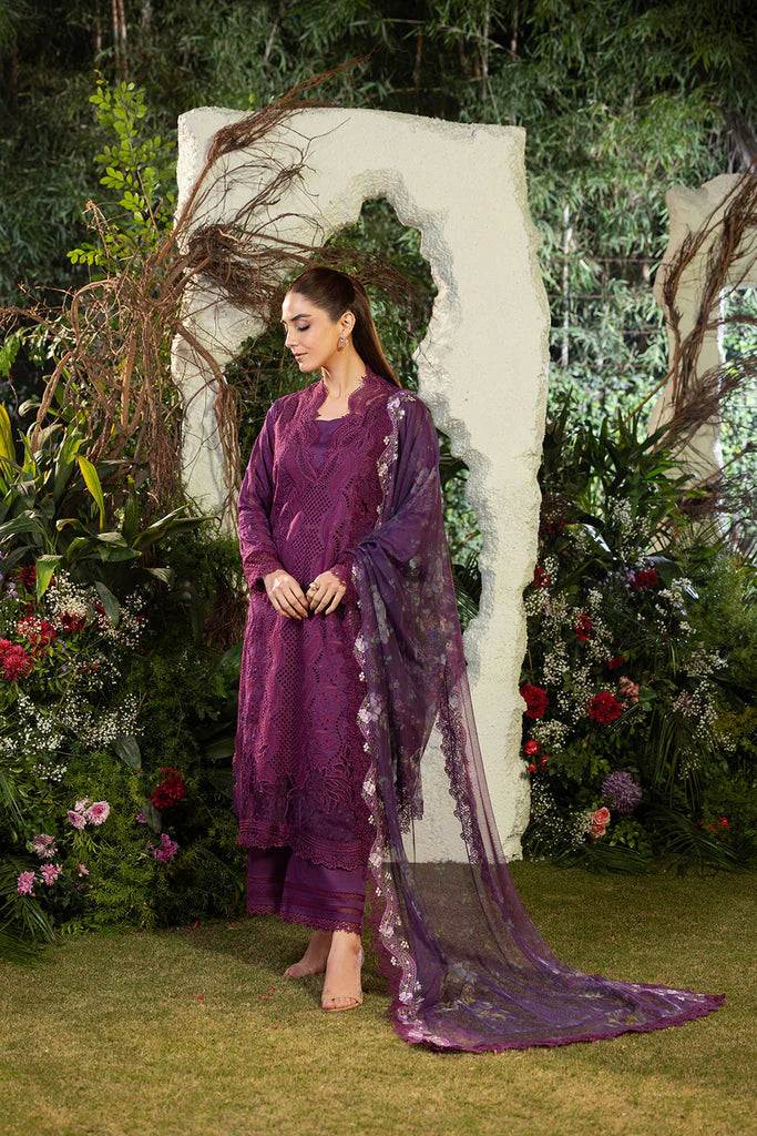SOBIA NAZIR-3PC DHANAK CHIKAN EMBROIDERED SHIRT WITH COURTRAI PRINTED SHAWL AND TROUSER-ADR-4097