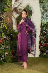 SOBIA NAZIR-3PC DHANAK CHIKAN EMBROIDERED SHIRT WITH COURTRAI PRINTED SHAWL AND TROUSER-ADR-4097
