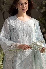 SOBIA NAZIR-3PC LAWN LASERCUTWORK EMBROIDERED SHIRT WITH CHIFFON PRINT EMBROIDERED DUPATTA AND TROUSER-ADR-4774