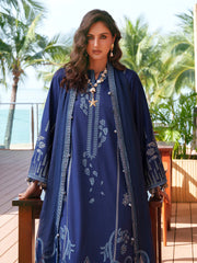 IZEL-3PC LAWN EMBROIDERED SHIRT WITH KHADDI NET EMB DUPATTA AND TROUSER-ADR-4872