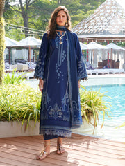 IZEL-3PC LAWN EMBROIDERED SHIRT WITH KHADDI NET EMB DUPATTA AND TROUSER-ADR-4872