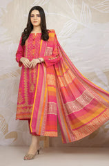 EDENROBE-3PC KHADDAR PRINTED EMB SHIRT WITH KHADDAR PRINT DUPATTA AND PRINT TROUSER-ADR-2618