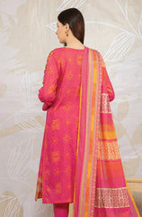 EDENROBE-3PC KHADDAR PRINTED EMB SHIRT WITH KHADDAR PRINT DUPATTA AND PRINT TROUSER-ADR-2618