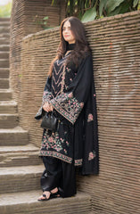 LIBAAS-3PC DHANAK EMBROIDERED SHIRT WITH DHANAK EMBROIDERED SHAWL & TROUSER-ADR-4346